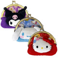 Sanrio 三麗鷗 絨毛大臉口金零錢包 (和風款) Kitty 酷洛米 大耳狗