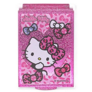 Sanrio 三麗鷗 Hello Kitty 塑膠方形隨身鏡 (粉豹紋款)