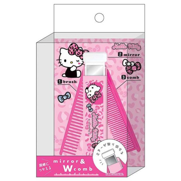 Sanrio 三麗鷗 Hello Kitty 三合一鏡梳組 (粉豹紋款)