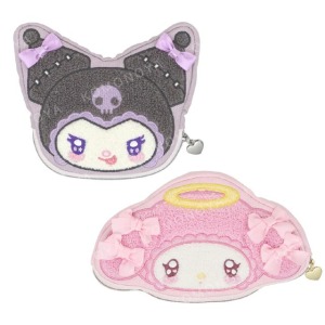 Sanrio 三麗鷗 x 粧美堂 造型刺繡扁平化妝包 (緞帶 天使與惡魔) 美樂蒂 酷洛米