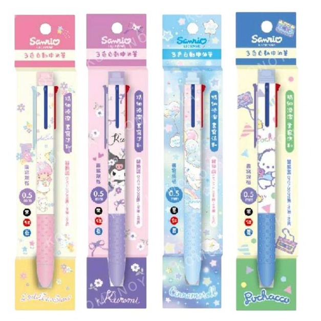 Sanrio 三麗鷗 中性三色原子筆 0.5mm 雙子星 大耳狗 酷洛米 帕恰狗