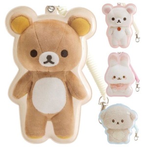 San-X 拉拉熊 PVC造型票卡夾附彈簧扣 (全身款) 牛奶熊 蜜茶熊