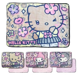 Sanrio 三麗鷗 絨毛毛毯 100x70cm (高校款) Kitty 美樂蒂 酷洛米