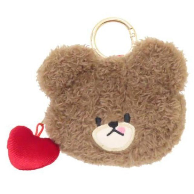 小熊學校 絨毛造型零錢包吊飾 (愛心款)