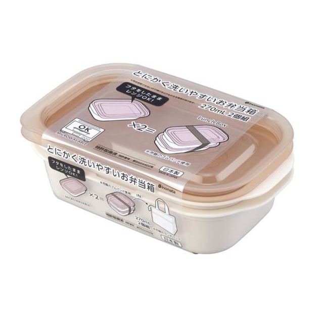 INOMATA 保鮮盒2入組 270lml (米色款)