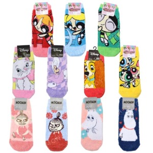迪士尼 飛天小女警 嚕嚕米 成人絨毛短襪 23-25cm