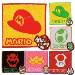 超級瑪利歐 棉質方巾 15x15cm (角色標誌款) 瑪利歐 碧姬 庫巴 路易吉