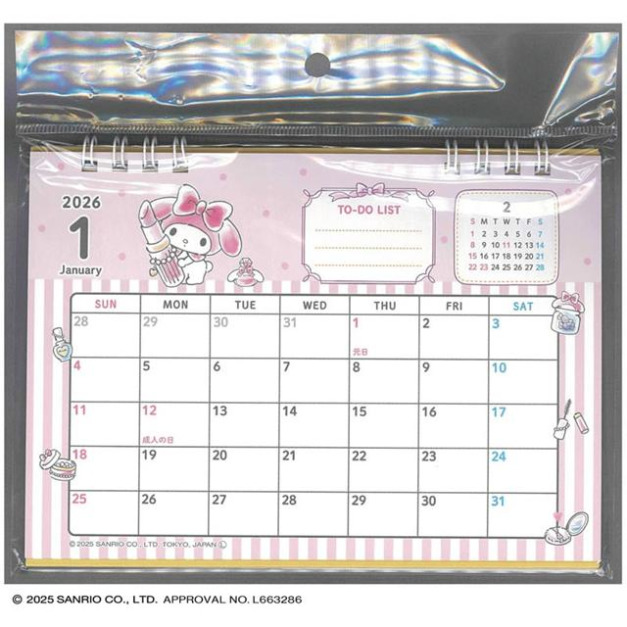 Sanrio 三麗鷗 美樂蒂 2026 線圈迷你桌曆 (銅板小物)