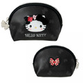 ▲特價 Sanrio 三麗鷗 皮質半圓拉鍊化妝包 (暗夜蝴蝶) Kitty 美樂蒂 酷洛米 大耳狗_1