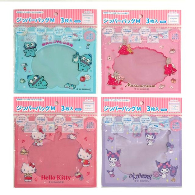 Sanrio 三麗鷗 方形透明夾鏈袋3入組 M (銅板小物)