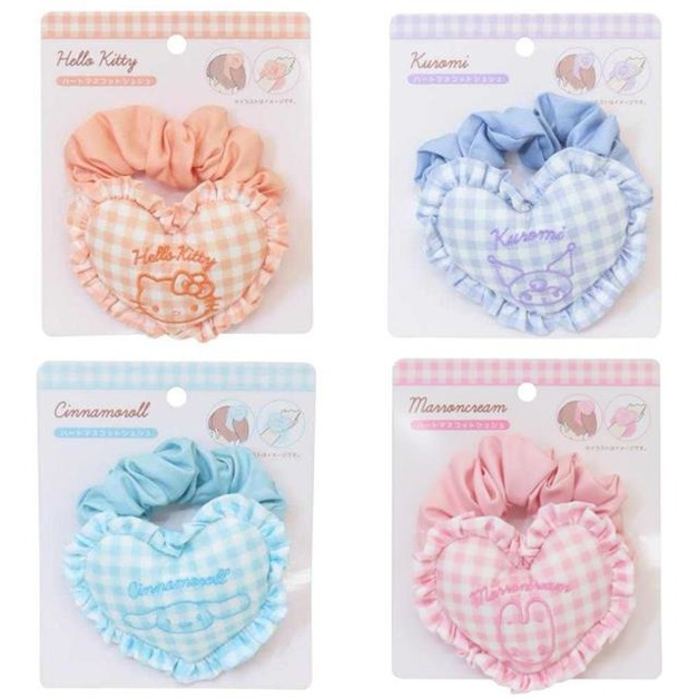 Sanrio 三麗鷗 愛心造型髮圈 (格紋款) Kitty 酷洛米 大耳狗 兔媽媽