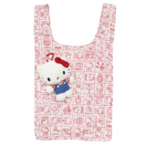 Sanrio 三麗鷗 Hello Kitty 絨毛玩偶購物袋 (條紋衣服款)