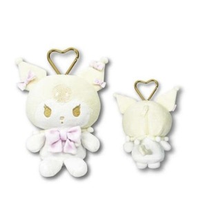 Sanrio 三麗鷗 酷洛米 絨毛造型玩偶收納包附扣環 (蝴蝶結款)