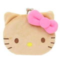 Sanrio 三麗鷗 Hello Kitty 絨毛口金零錢包 (大臉黑皮款)