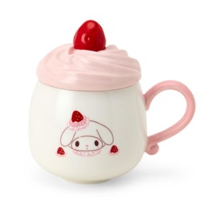 ▲預購特價【限購】Sanrio 三麗鷗 美樂蒂 陶瓷造型馬克杯附蓋 290ml (草莓鮮奶油蛋糕)