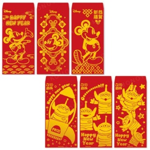 迪士尼 直式燙金紅包袋3入組 (動作款) 米奇 三眼怪