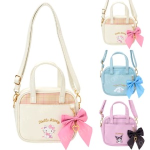 Sanrio 三麗鷗 兒童造型皮質兩用斜背包 (格紋蝴蝶結款) Kitty 大耳狗 酷洛米