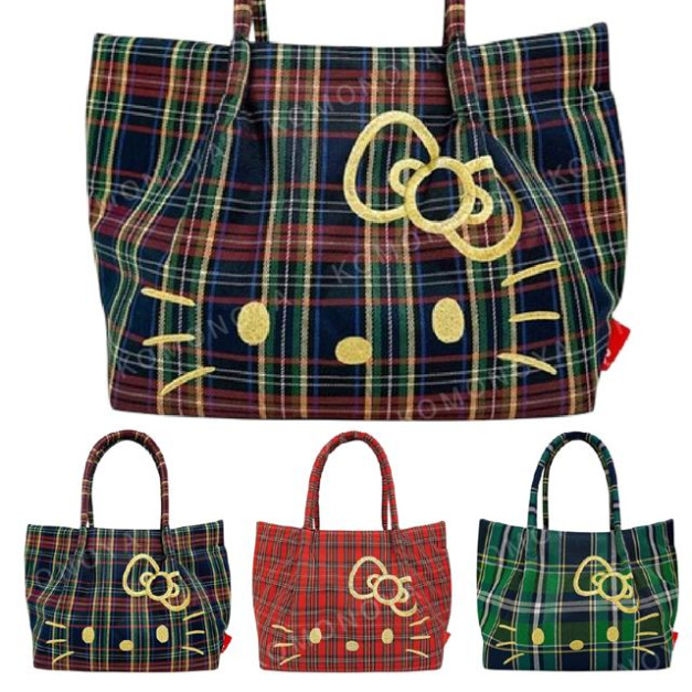 Sanrio 三麗鷗 x ROOTOTE Hello Kitty 手提袋 (格紋大臉款)