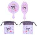 Sanrio 三麗鷗 手持鏡梳組附收納袋 Kitty 美樂蒂 大耳狗 酷洛米_4