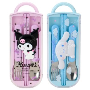 Sanrio 三麗鷗 立體造型滑蓋三件式餐具組 (大臉款) 大耳狗 酷洛米