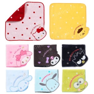 Sanrio 三麗鷗 造型棉質方巾 24x24cm (大臉點點款) Kitty 美樂蒂 大耳狗
