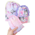 Sanrio 三麗鷗 美樂蒂 酷洛米 尼龍束口袋3入組 (粉彩樂園)_1