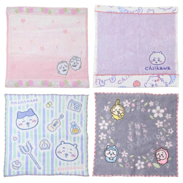 Chiikawa 吉伊卡哇 刺繡棉質方巾 25x25cm (大集合款)