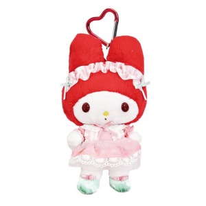 ▲特價【限購】Sanrio 三麗鷗 美樂蒂 愛心扣環絨毛玩偶吊飾 (50週年 紅綠荷葉邊)