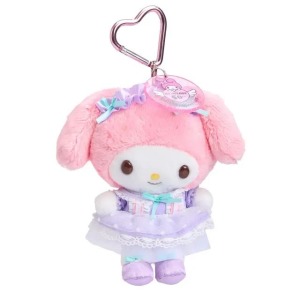 ▲特價【限購】Sanrio 三麗鷗 美樂蒂 愛心扣環絨毛玩偶吊飾 (50週年 粉紫荷葉邊)