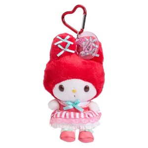 ▲特價【限購】Sanrio 三麗鷗 美樂蒂 愛心扣環絨毛玩偶吊飾 (50週年 紅綠緞帶)