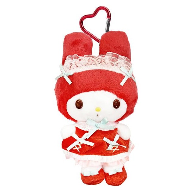 ▲特價【限購】Sanrio 三麗鷗 美樂蒂 愛心扣環絨毛玩偶吊飾 (50週年 紅綠頭帶)