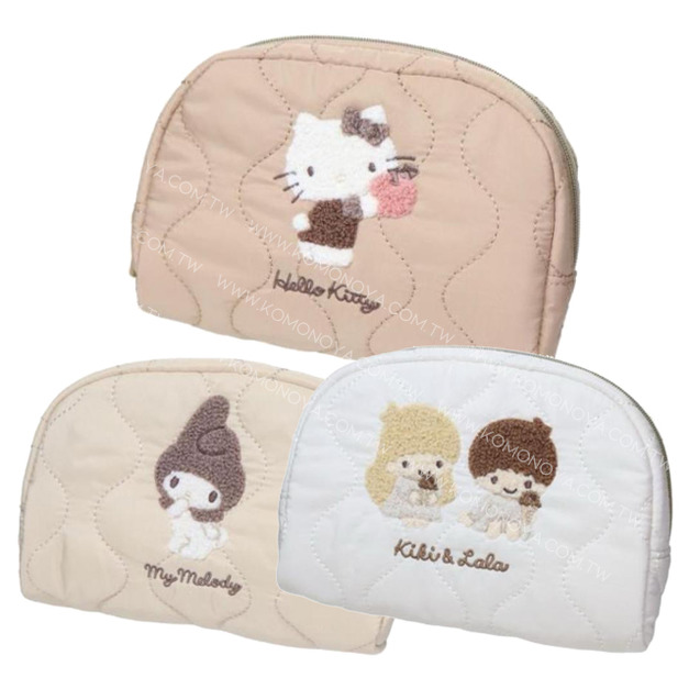 Sanrio 三麗鷗 皮質刺繡化妝包 (復古款) Kitty 雙子星 美樂蒂