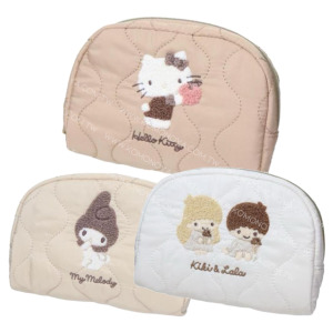 Sanrio 三麗鷗 皮質刺繡化妝包 (復古款) Kitty 雙子星 美樂蒂