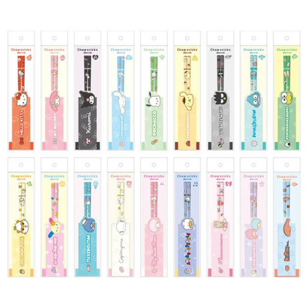 Sanrio 三麗鷗 21公分竹筷附收納袋 (大臉款) Kitty 美樂蒂 酷洛米 布丁狗 大耳狗 帕恰狗