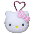 Sanrio 三麗鷗 Hello Kitty 絨毛大頭收納包附扣環 (千鳥格)_4
