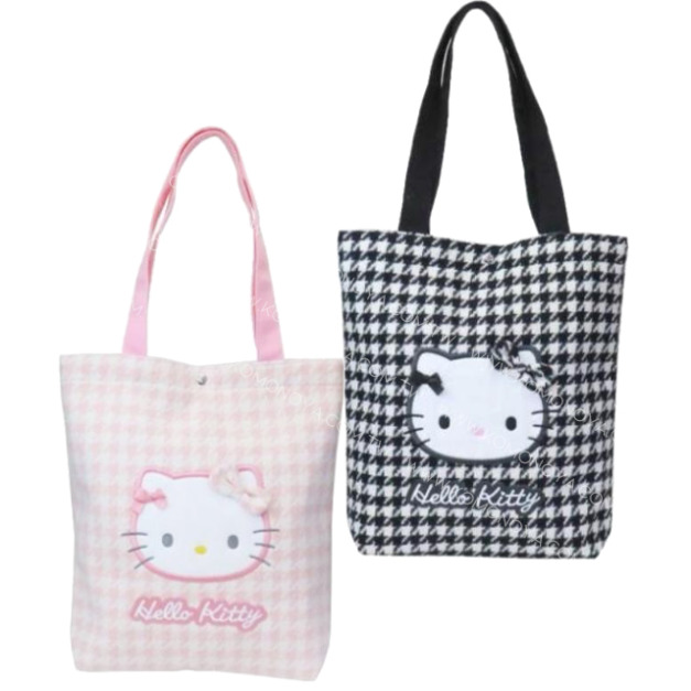 Sanrio 三麗鷗 Hello Kitty 手提肩背兩用手提包 (千鳥格)