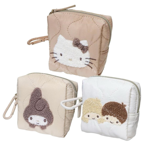 Sanrio 三麗鷗 皮質刺繡小物收納包附扣環 (復古款) Kitty 雙子星 美樂蒂