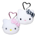 Sanrio 三麗鷗 Hello Kitty 絨毛大頭收納包附扣環 (千鳥格)