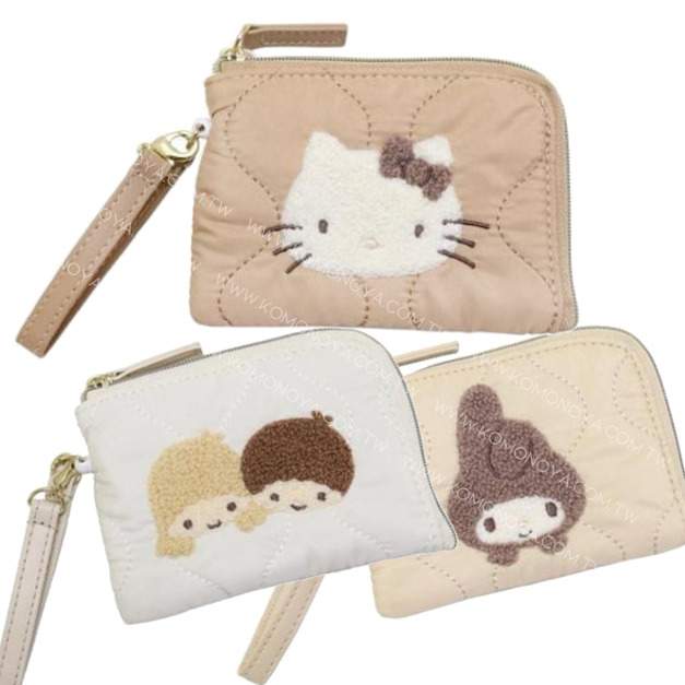 Sanrio 三麗鷗 皮質刺繡伸縮票卡收納包 (復古款) Kitty 雙子星 美樂蒂