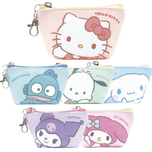 Sanrio 三麗鷗 皮質船型收納包附扣環 (正面大圖款) Kitty 美樂蒂 酷洛米 大耳狗 人魚漢頓