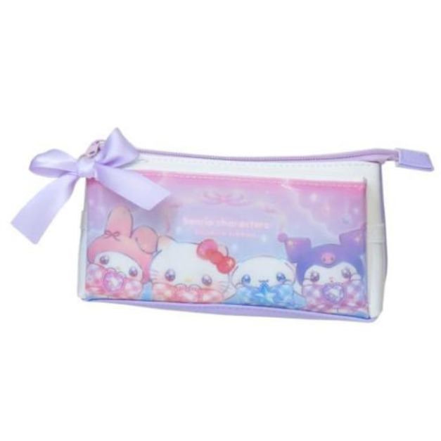 Sanrio 三麗鷗 大集合 皮質雙層筆袋 (緞帶款)