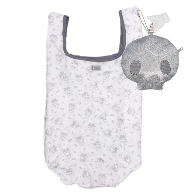 Sanrio 三麗鷗 酷洛米 環保購物袋附造型收納包 (銀緞帶款)