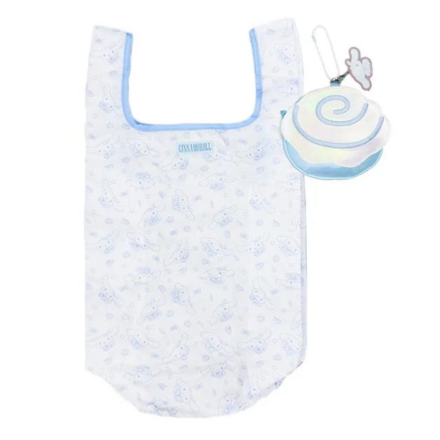 Sanrio 三麗鷗 大耳狗 環保購物袋附造型收納包 (藍羽毛款)