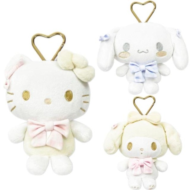 Sanrio 三麗鷗 絨毛玩偶收納包附扣環 (冬季白色款) Kitty 美樂蒂 大耳狗