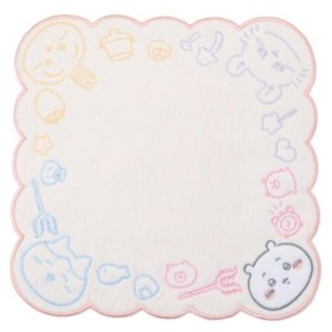 Chiikawa 吉伊卡哇 25x25cm 棉質小方巾 (粉花邊款)