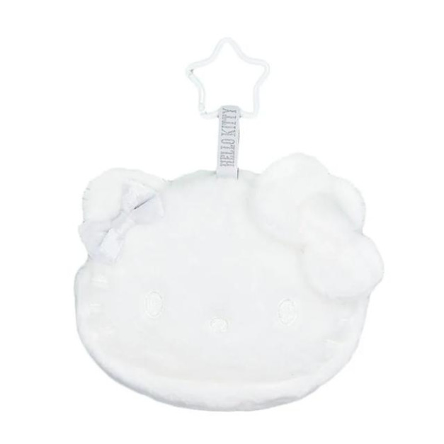 Sanrio 三麗鷗 Hello Kitty 絨毛造型化妝包附扣環 (純白蝴蝶結款)