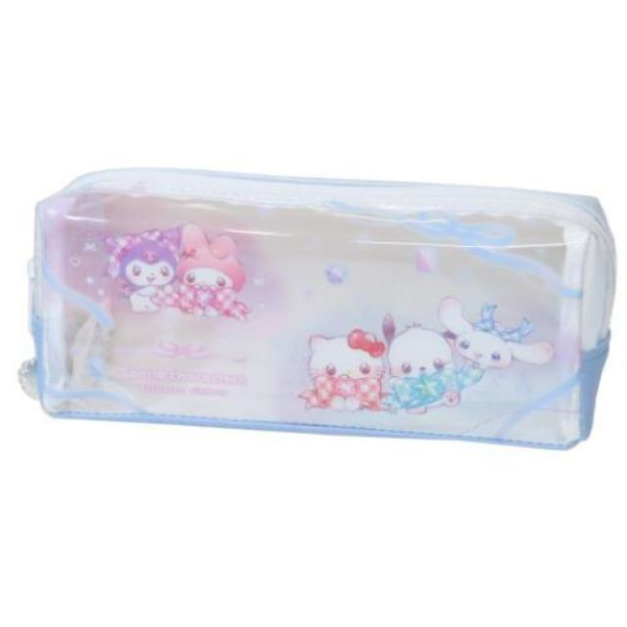 Sanrio 三麗鷗 大集合 方形窗口拉鍊筆袋 (緞帶款)