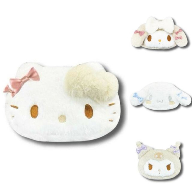 Sanrio 三麗鷗 絨毛造型化妝包 (冬季白色款) Kitty 美樂蒂 酷洛米 大耳狗