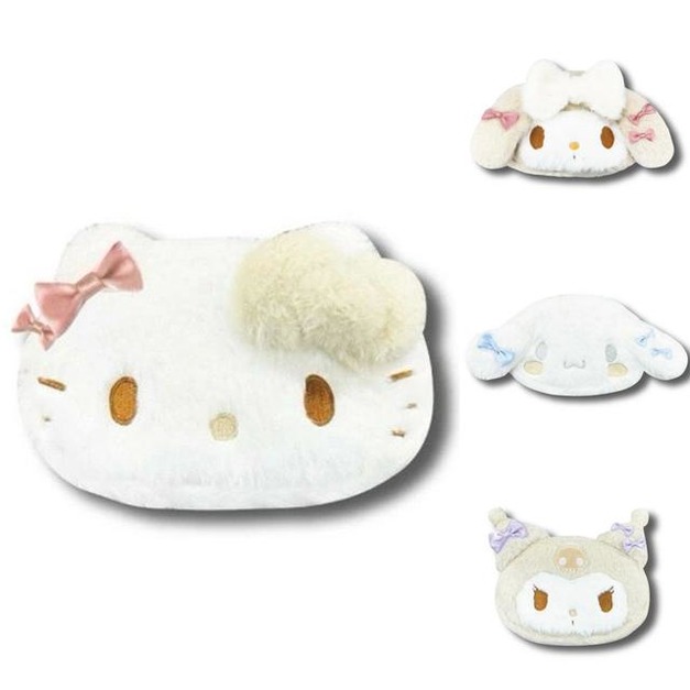 Sanrio 三麗鷗 絨毛造型化妝包 (冬季白色款) Kitty 美樂蒂 酷洛米 大耳狗