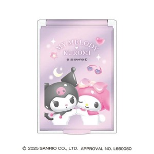Sanrio 三麗鷗 美樂蒂 酷洛米 塑膠方形隨身鏡 (粉紫貼臉款)